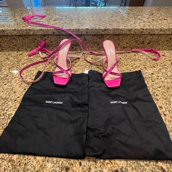 Gedebe x Bronx & Banco Hot Pink Rhinestone Wrap Lace Up Sandals 39 US 8 Formal - Picture 2 of 10